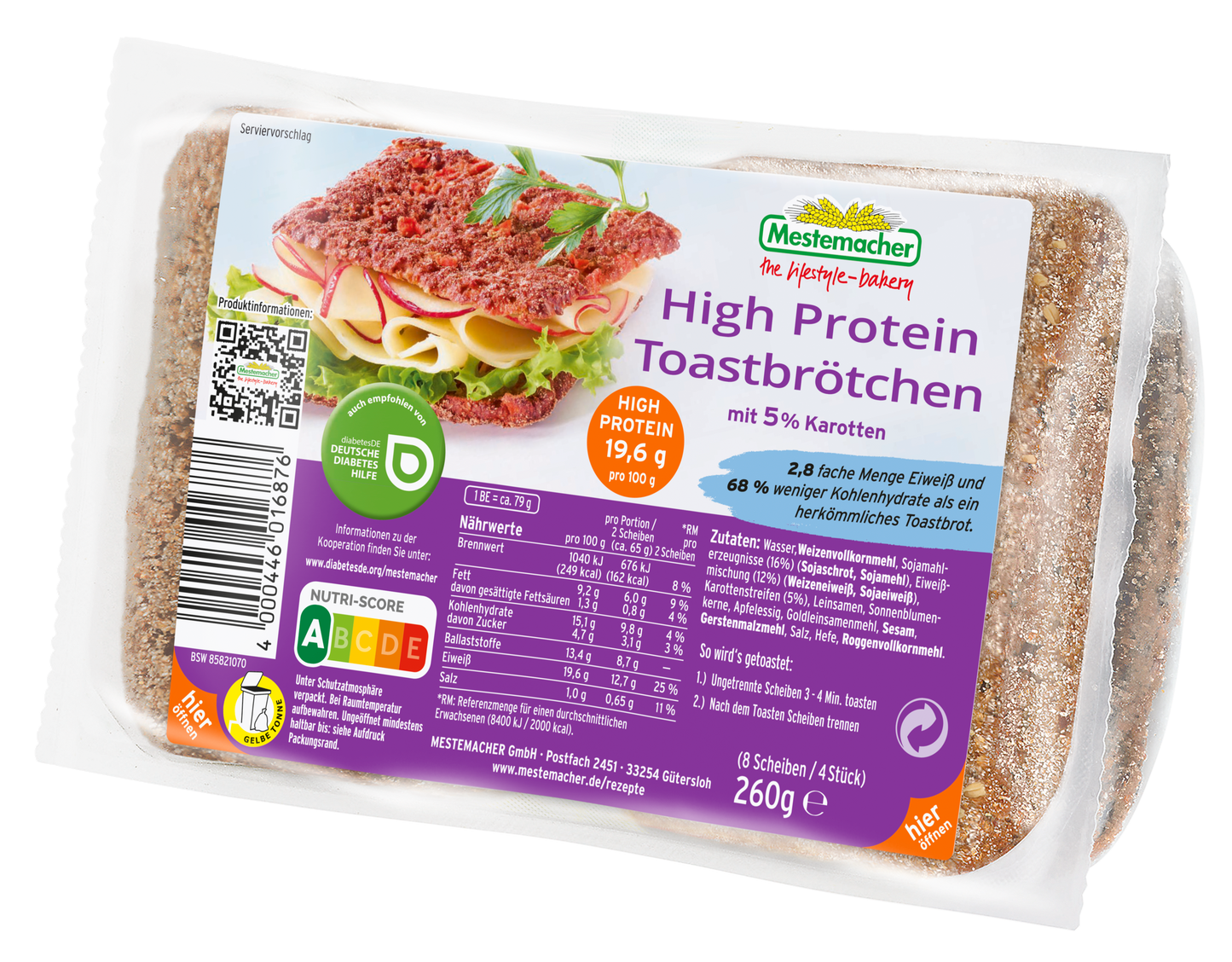 High Protein Toastbrötchen Karotte