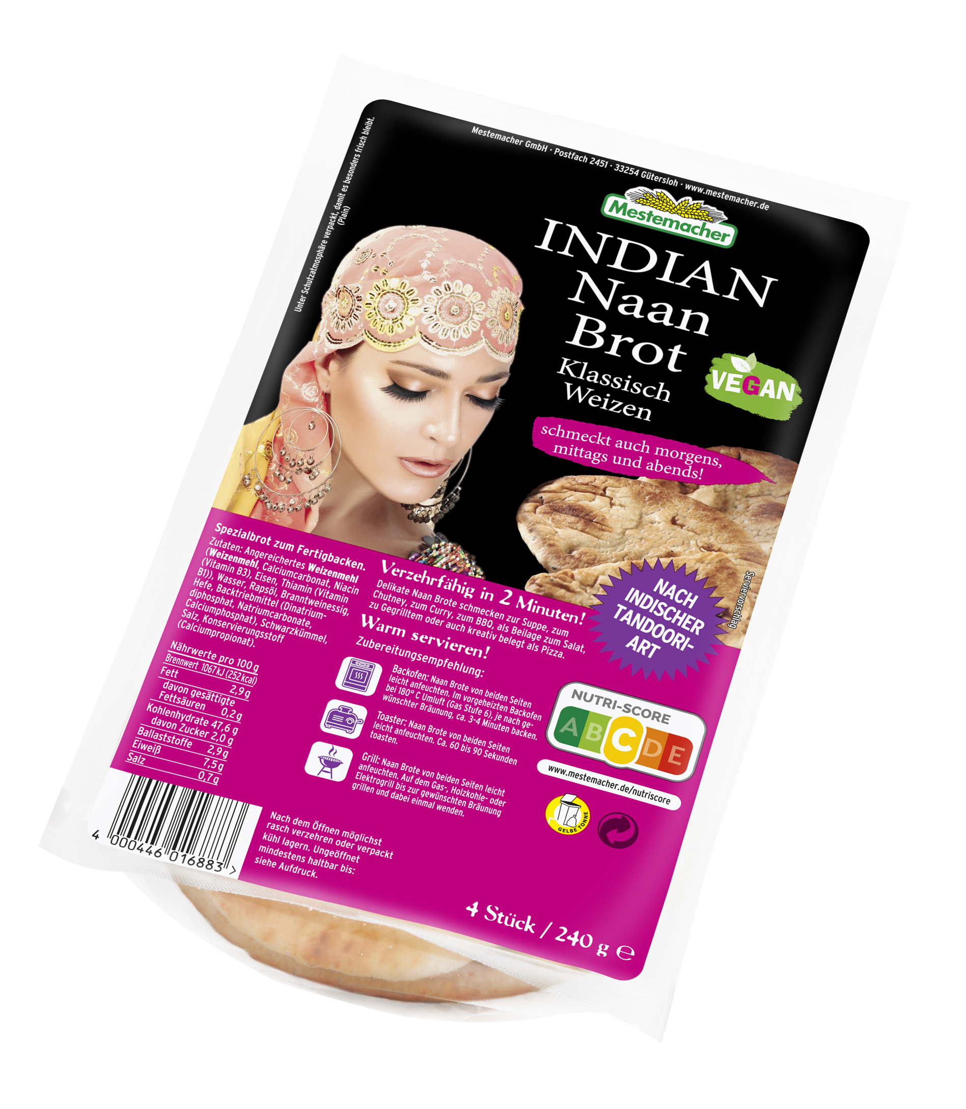 Indian Naan Brot Klassisch Weizen