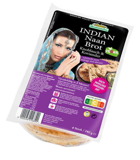 Indian Naan Brot Knoblauch & Koriander